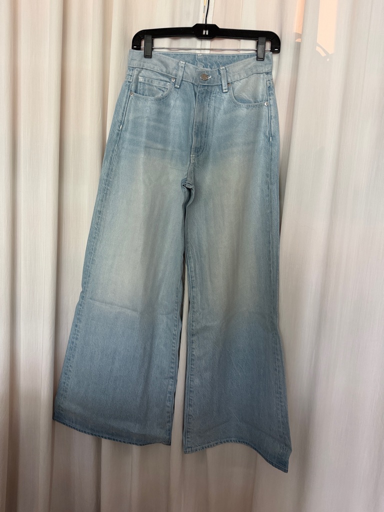 Viavia Light Wash Wide Leg Jeans With Clear Shine Coat